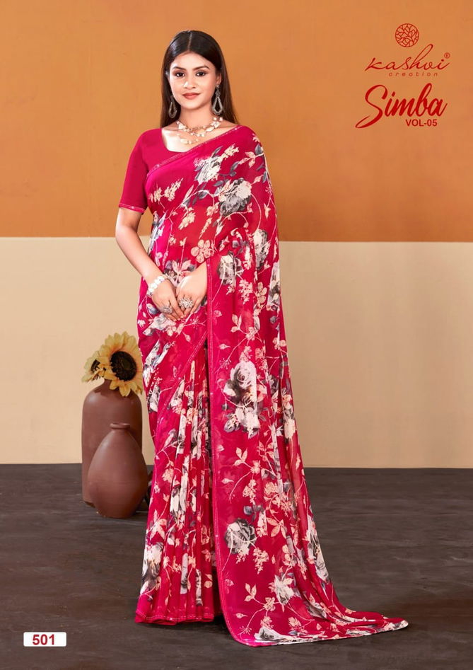 Simba Vol 05 By Kashvi Printed Georgette Sarees Wholesale Shop In Surat